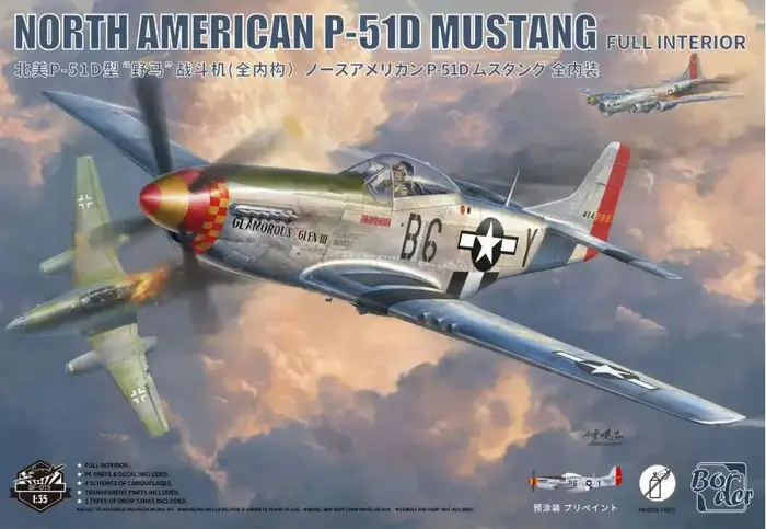 Modèle d'avion de chasse américain P-51D Mustang avec intérieur complet, échelle 1/35, BF-015