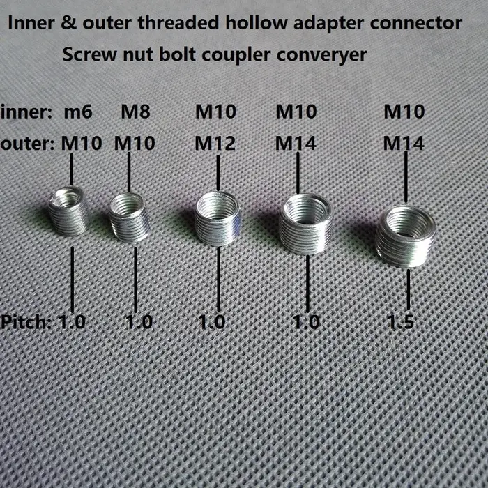 Camal – adaptateur de Tube creux fileté M6 à M10, M8 à M10, M10 à M12/M14, coupleur fileté intérieur