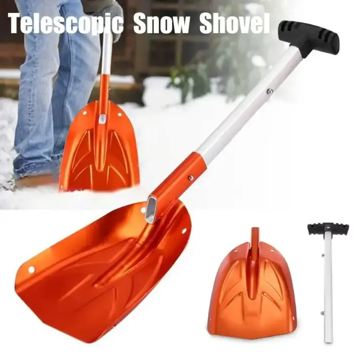 Pelle à neige robuste en acier au carbone avec poignée antidérapante pour nettoyage de cour extérieure hivernal facile à transporter et ranger