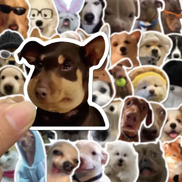 50pcs drôle Meme chiens autocollants ordinateur portable Scrapbook cahier téléphone papeterie dessin animé Animal chiot autocollant pour enfants jouet