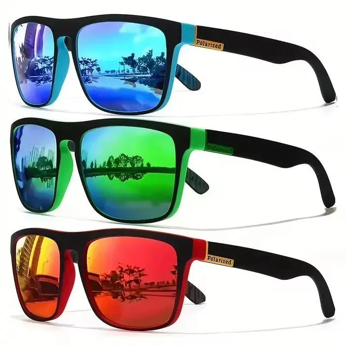 Lunettes de soleil polarisées vintage carrées pour conduite et pêche - Marque de luxe UV400 pour hommes et femmes