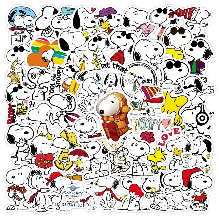 50 pièces dessin animé SnoopyDog autocollants pour enfants ordinateur portable planche à roulettes G