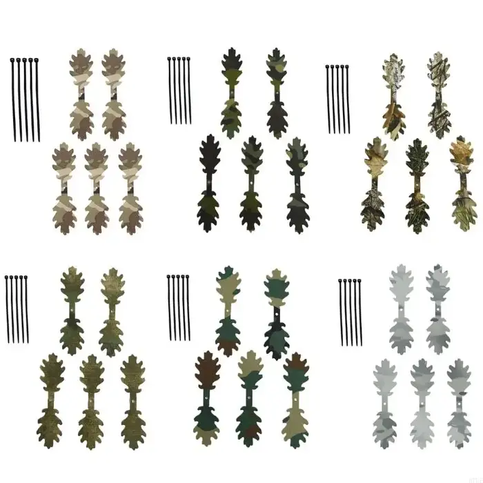 Kit 5 bandes feuilles camouflage R7UE : accessoire de dissimulation pour casques et sacs de chasse