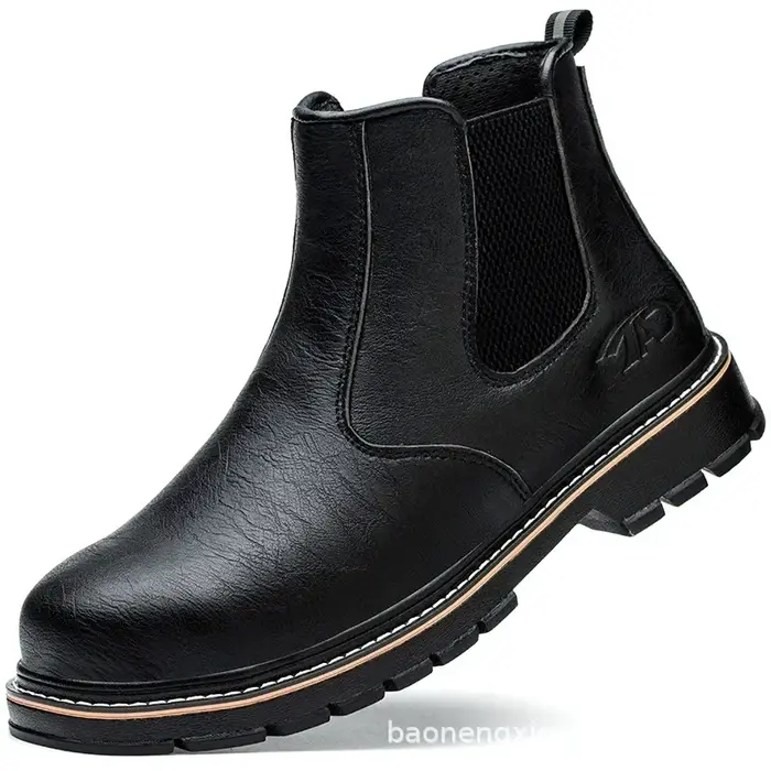 Bottes de Sécurité Imperméables en Acier pour Homme, Chaussures de Travail, Anti-écrasement, Anti-cr