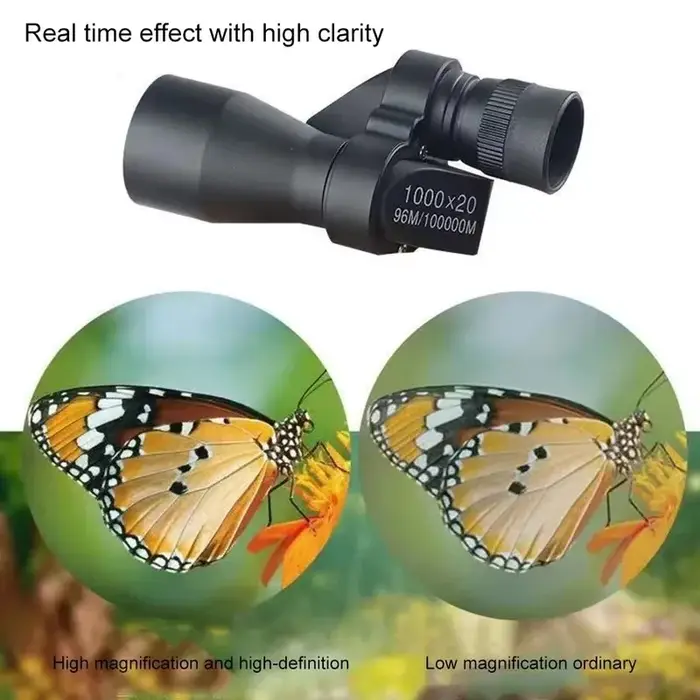 Monoculaire mini poche 1000x grossissement 20mm pour pêche, chasse et observation camping portable