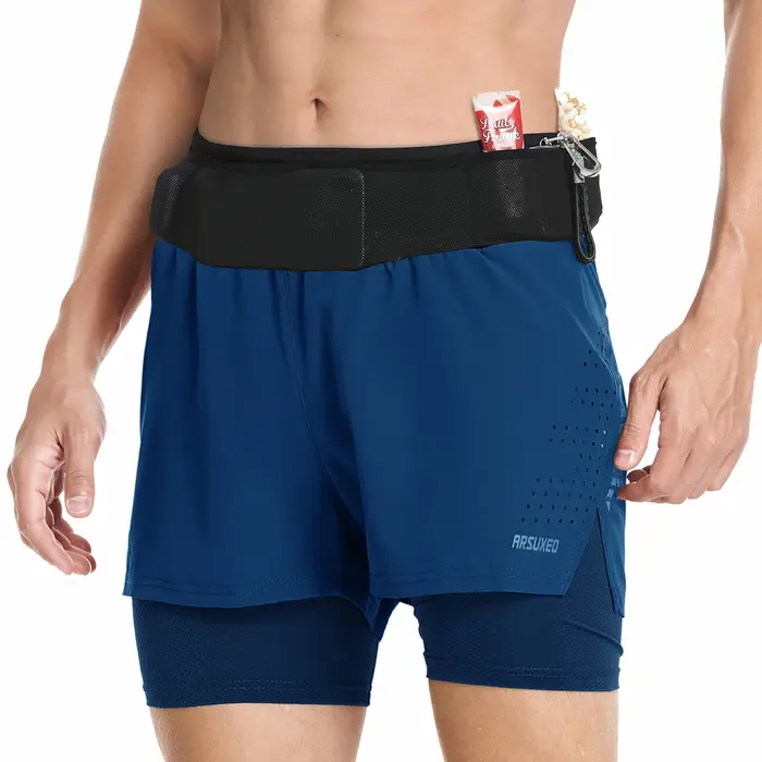 ARSUXEO short de course sur sentier pour hommes vêtements de sport 2 en 1 poches enveloppantes exerc