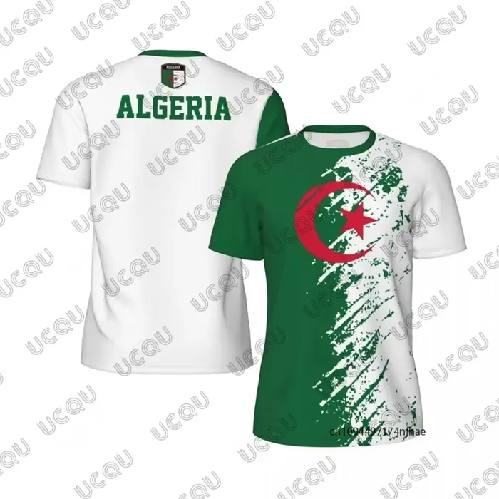 Nouveau T-shirt d'été pour homme avec drapeau algérien et emblème national, à séchage rapide, pour l