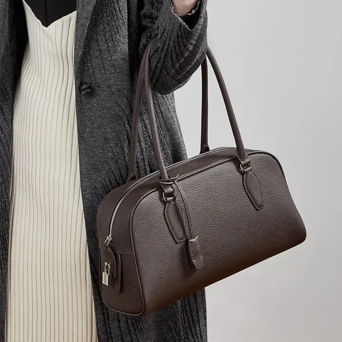 Nouveau Sac Boston 2026 pour Femme en Cuir Véritable de Haute Qualité, avec Poignée Supérieure, Coul
