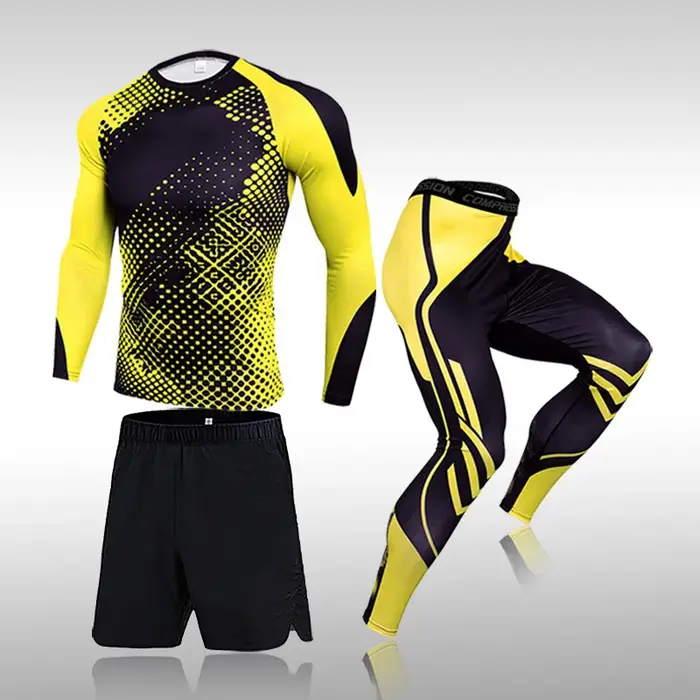 Ensemble de 3 pièces pour hommes, combinaison de Sport d'entraînement, de gymnastique, de Fitness, d