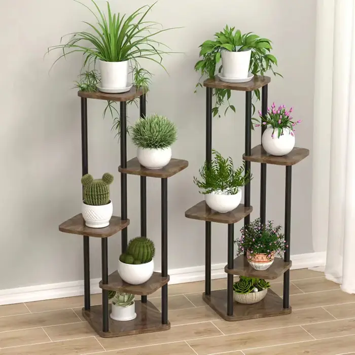 Support de plante pour fleurs, étagère de rangement en bois, étagère à fleurs à 4/5/6 niveaux, jardi