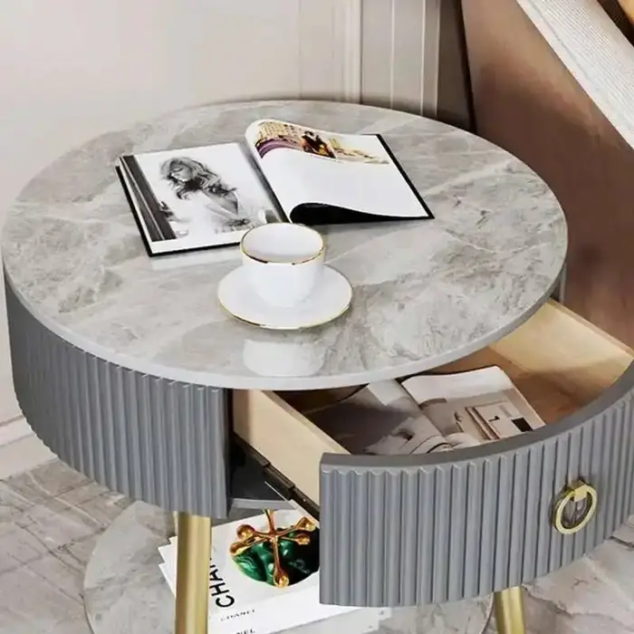 Mesa ronde blanche Tables De chevet moderne Unique esthétique commode Table d'appoint De lit nordiqu