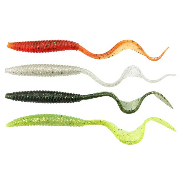 Spinpoler 18 cm 13 cm leurre souple ver appâts Flexible longue queue 4 couleurs Silicone vers de ter