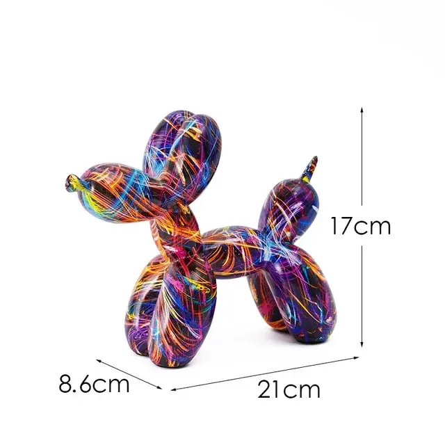 Vilead Graffiti ballon chien Sculpture noir blanc chiot vivant Figurines salle de bain chambre table