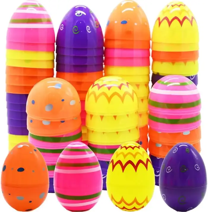 12 pièces d'œufs de Pâques imprimés de grande taille, œufs en plastique géants de 8,7 cm, remplissab