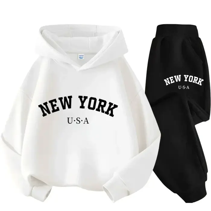 Ensemble décontracté pour enfants, imprimé alphabet USA New York, pour garçons et filles, idéal pour