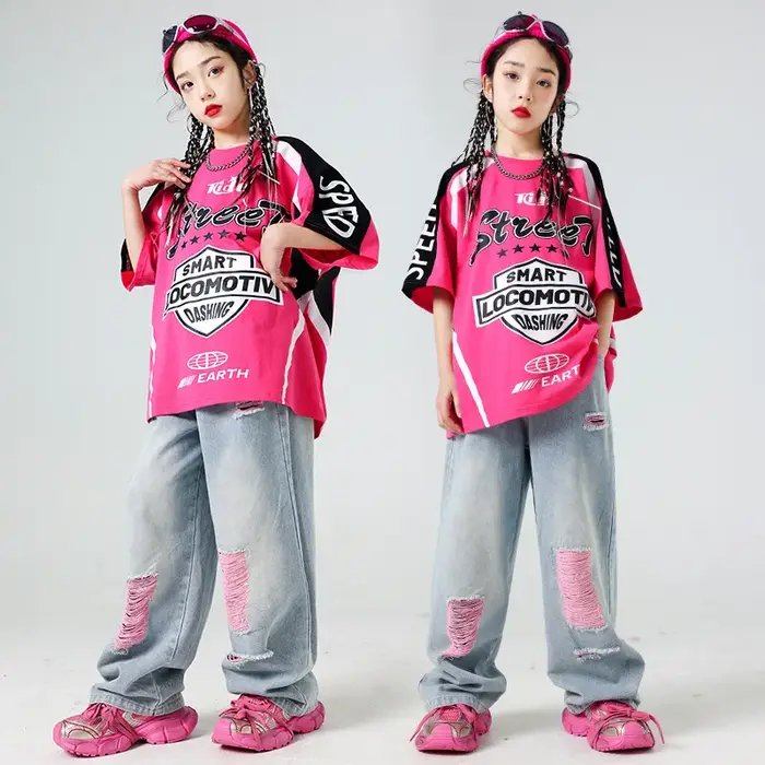 Costume Hip Hop pour filles, tenue de danse de rue, costumes de spectacle sur la piste, pantalons dé