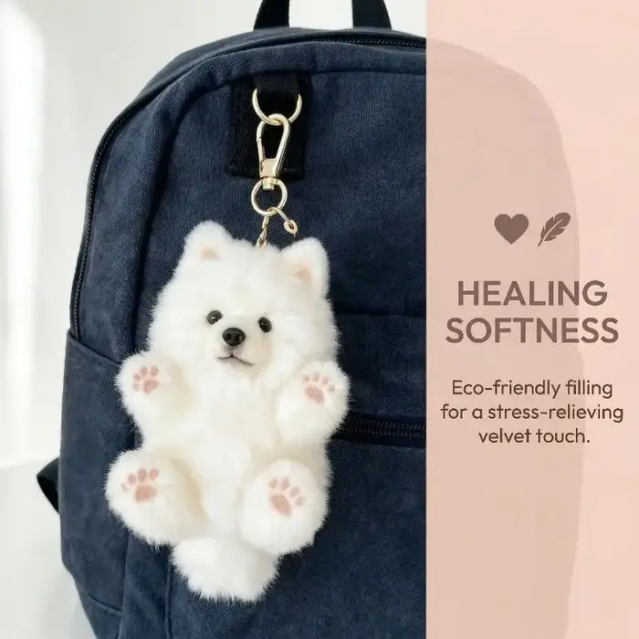 Porte-clés en peluche Samoyede