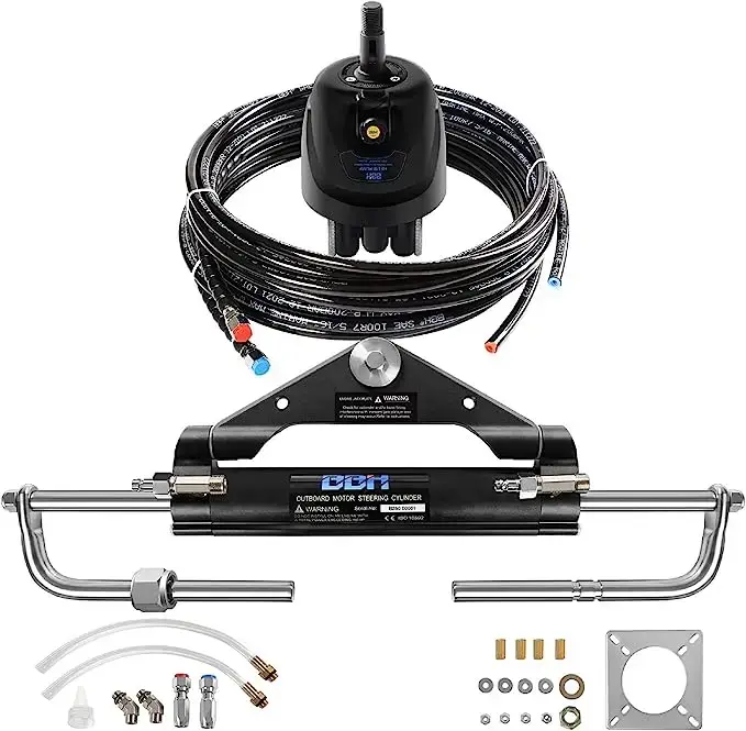 Kit de système de direction hors-bord hydraulique pour bateau marin 200HP, avec volant, cylindre hyd