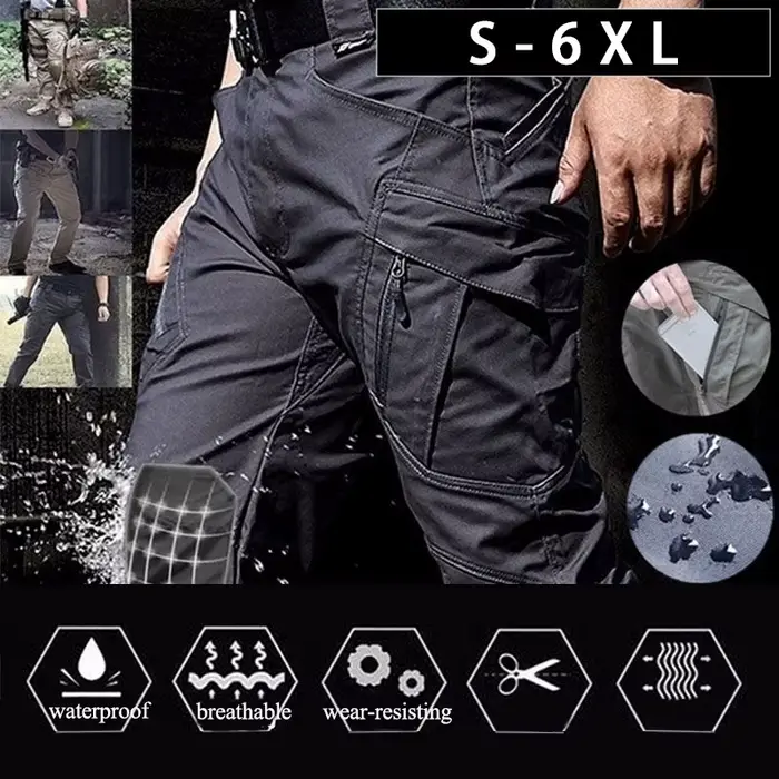 Pantalon cargo armée tactique multi-poches grande taille 6XL pour chasse randonnée travail - confortable