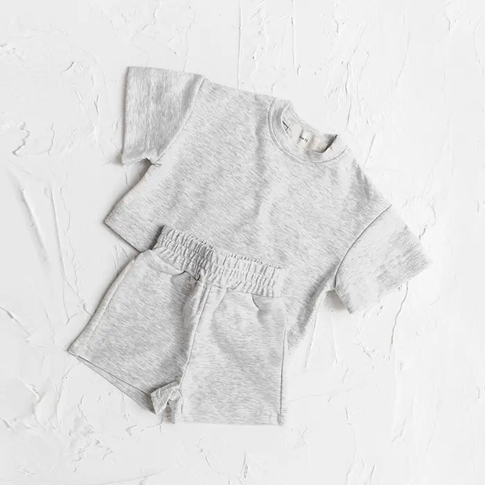 Ensemble de vêtements d'été pour bébés garçons, tenue à manches courtes, couleur unie, 2 pièces