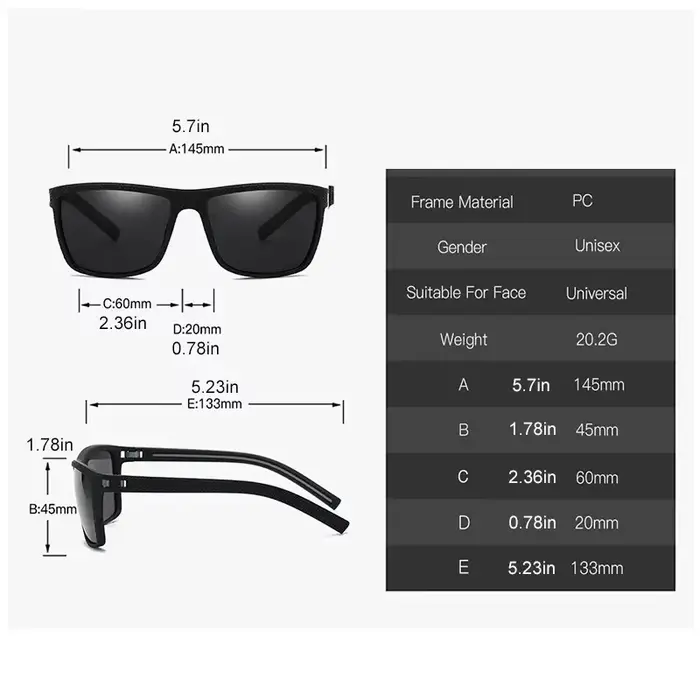 Lunettes de soleil polarisées carrées pour hommes et femmes, monture légère