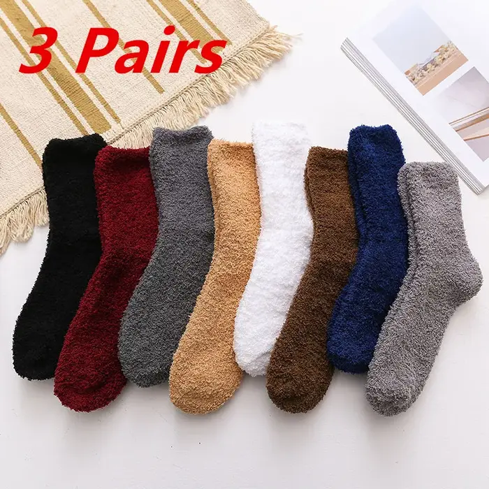 Chaussettes chaudes hiver 3 paires homme femme polaire douce respirante pour chasse et intérieur