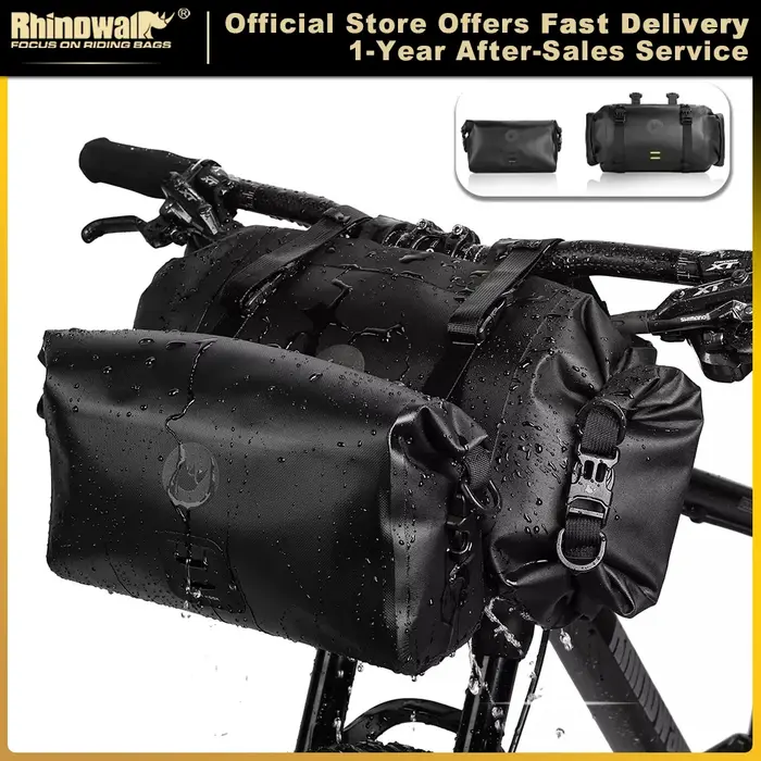 Rhinowalk – Sac de vélo étanche de grande capacité, sacoche de guidon, tube avant, 2 pièces, pour ca