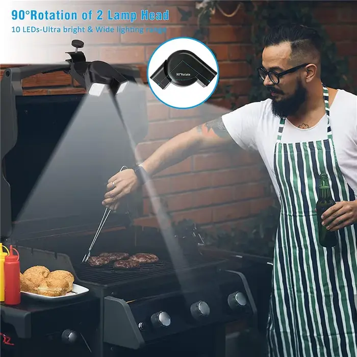 Lampe LED multifonctionnelle à Double tête pour barbecue, résistante à la chaleur, pour pêche de nui