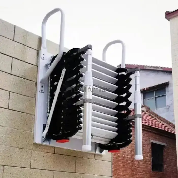 Échelle télescopique murale extérieure en acier au carbone, échelles de levage pour la maison, escal