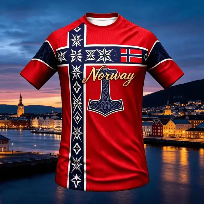 Maillot de football nordique style ethnique viking 2026 pour supporters norvégiens haut décontracté respirant été streetwear pour hommes femmes et enfants