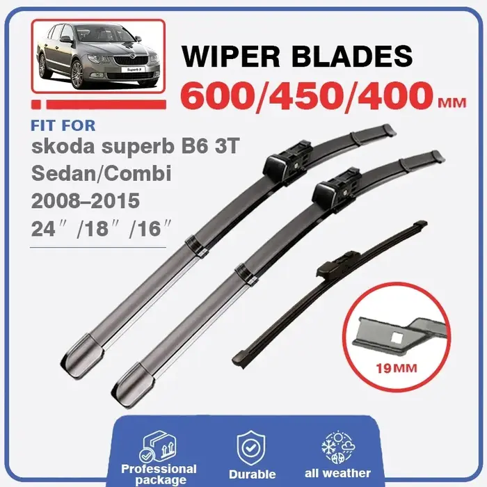 LHD – balais d'essuie-glace avant et arrière, pour Skoda Superb 2 B6 3T 2008 – 2015 berline, pare-br