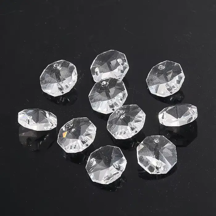 20 pièces de lustre à prisme en cristal de perles octogonales de 14mm, pièces de rechange, attrape-s