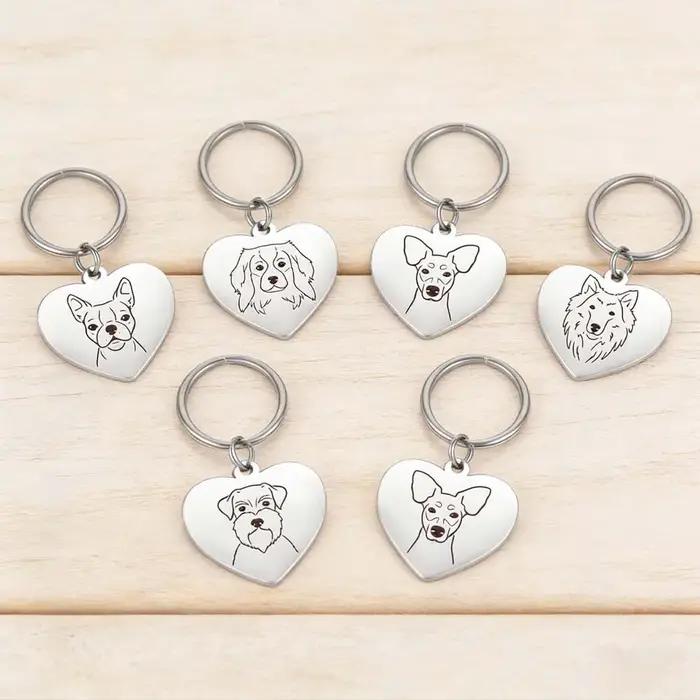 Porte-clés en forme de cœur pour chien