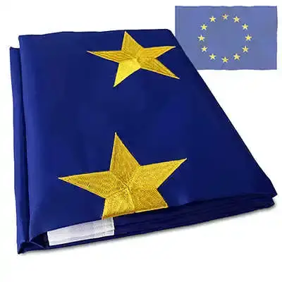Bannière de l'union européenne brodée, drapeau de l'ue, 90x150cm, œillets en laiton et Nylon durable