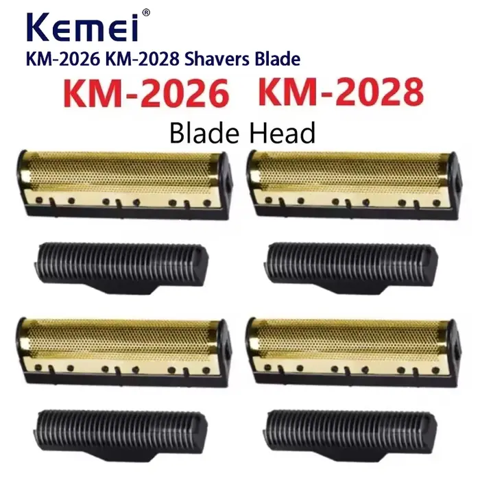 Lames de Rasoir Électrique Kemei en Or et Acier Inoxydable Compatible avec Rasoirs KEMEI KM-2026 KM-2028 Occasions Spéciales et Quotidiennes