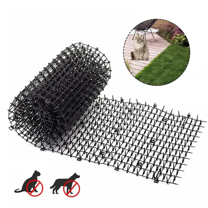 Tapis anti-nuisibles en plastique de 2 m avec picots pour jardin, dissuasion sûre des chats et des c