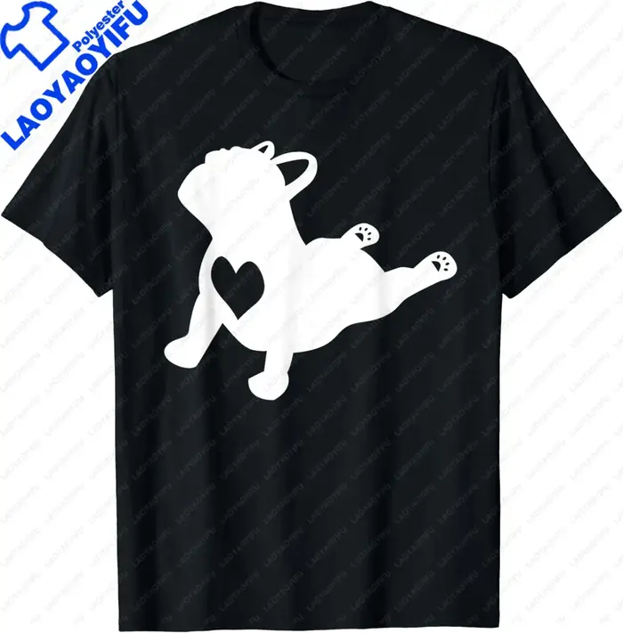 T-shirt graphique amusant pour hommes, bouledogue français, Pose de yoga, coeur d'amour, cadeau d'en