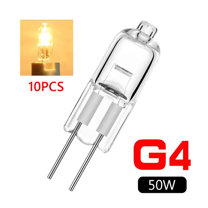 Ampoule halogène G4, lampe en cristal, blanc chaud, perles, 5W, 10W, 20W, 35W, 50W, 12V, 10 pièces