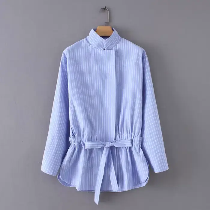 Kimono vintage à rayures pour femmes LS2773, chemisiers à smocks décontractés avec cordon de serrage