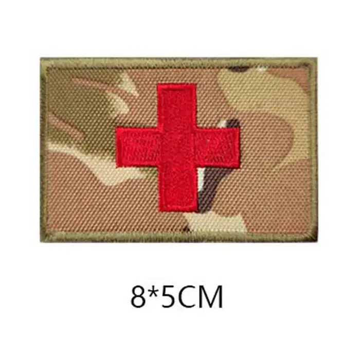 Badges brodés avec appliques de croix rouge, Patch tactique à crochet et boucle, première aide MED M