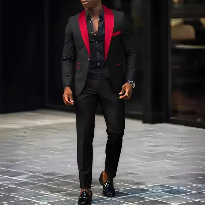 Costume 2 pièces pour hommes, adapté aux costumes d'affaires de mariage, ensembles vestes et pantalo