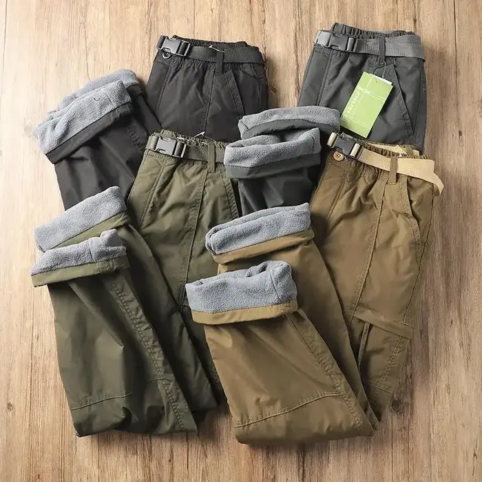 Pantalon randonnée homme polaire épais coupe-vent imperméable pour froid et travail outdoor