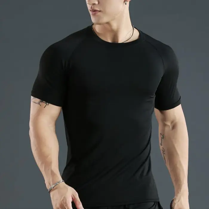 Hommes Compression course t-shirt Fitness serré à manches courtes