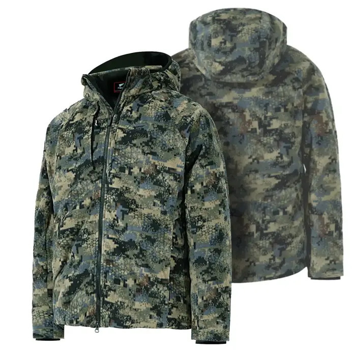 8 Fans Veste camouflage de chasse pour hommes – Manteau léger respirant 100 % polyester avec capuche