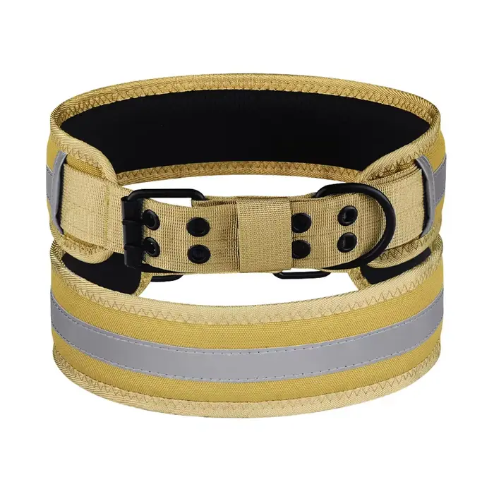 Collier pour chien réfléchissant de couleur unie, en polyester respirant et confortable, collier rég