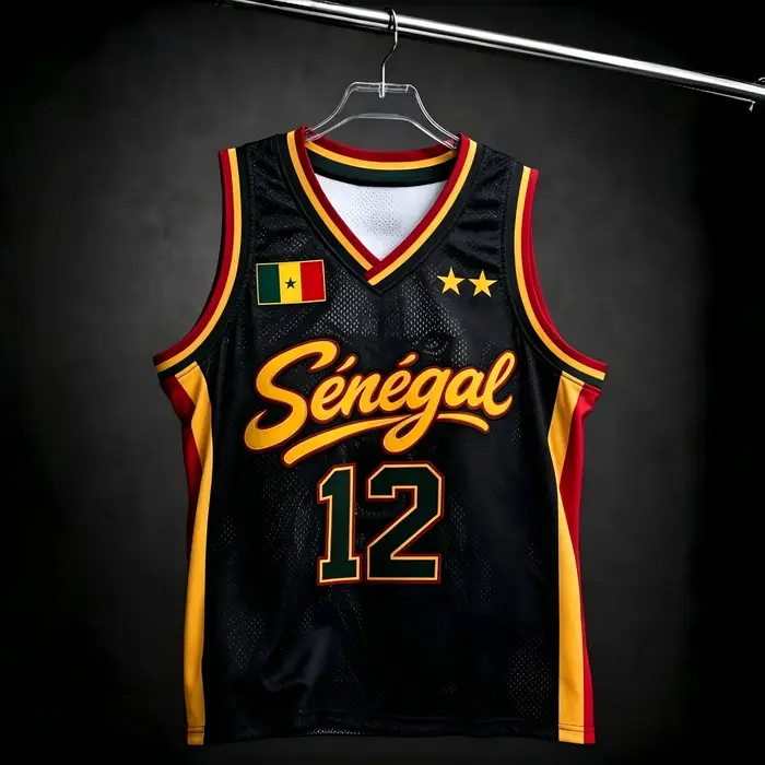 2026 NOUVEAU Sénégal # Maillot de basket-ball 12, débardeur sans manches en maille imprimé lion, gil
