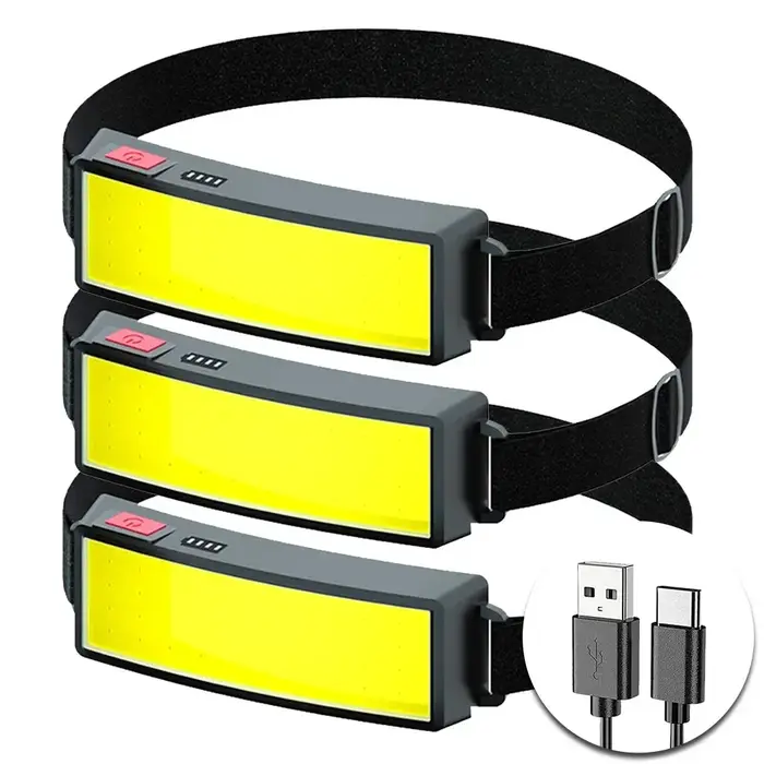 Lampe frontale puissante COB, type-c/USB, rechargeable, batterie intégrée, lanterne pour pêche en pl