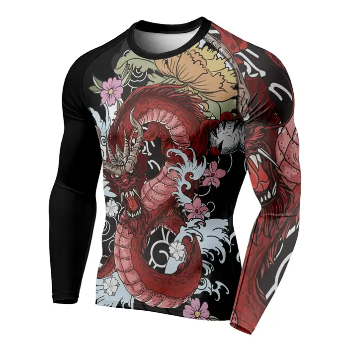 T-Shirt à col ras du cou pour hommes, imprimé en 3D, motif de Dragon, décontracté, manches longues, 