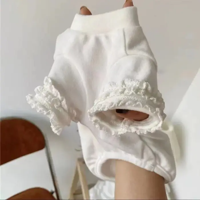 Chien pur blanc chemise de fond vêtements pour animaux de compagnie