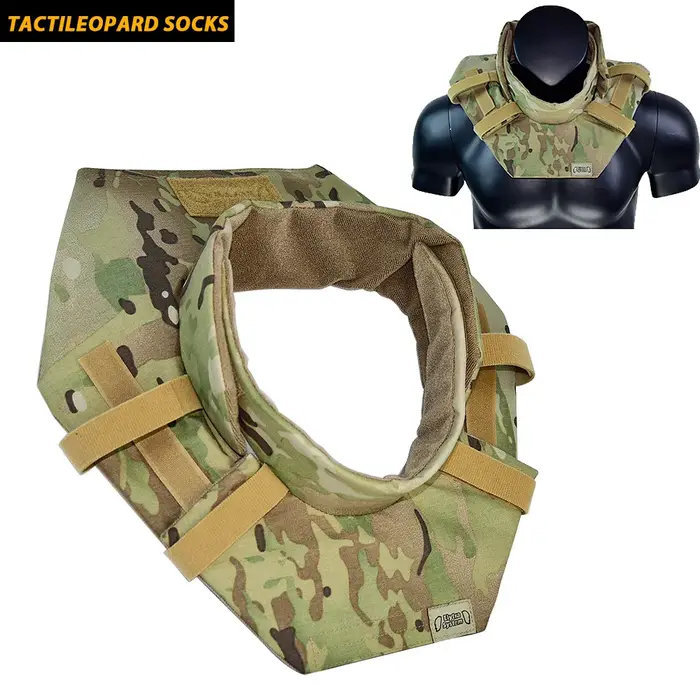 Protection de cou tactique ajustable pour gilet pare-balles - Collier de protection airsoft et chasse